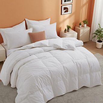 Unikome 300TC Cotton Cover All-Season Goose Feather Fiber Comforter, Hotel Collection Comfort
