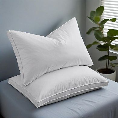 Unikome 2-Pack High Loft Goose Feather & Down Pillows Medium Support, 100% Cotton Shell