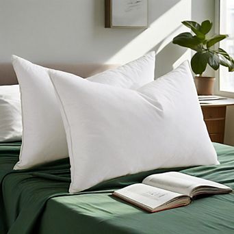 Unikome 2-Pack Goose Feather & Down Pillows 100% Cotton Cover, Soft & Supportive