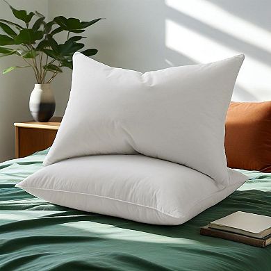 Unikome 2-Pack Goose Feather & Down Pillows 100% Cotton Cover, Soft & Supportive