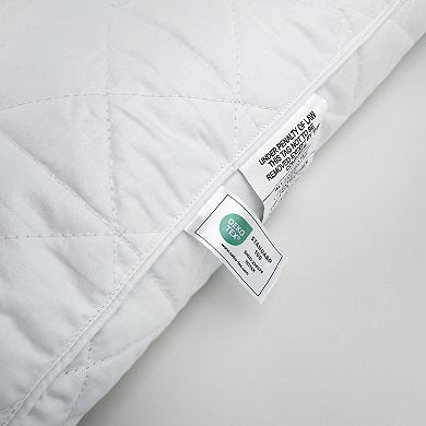 Unikome Set of 2 Goose Feather Pillows Wave Quilted Design, Medium-Firm Support