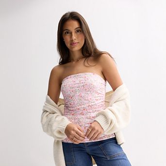 Juniors' madden girl Side Ruched Tube Top