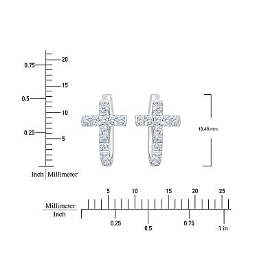 Brilliant Love Sterling Silver 1/3 Carat T.W. Lab Grown Diamond Cross Hoop Earrings