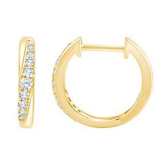 Brilliant Love 14k Gold Over Sterling Silver 1/4 Carat T.W. Lab Grown Diamond Hoop Earrings