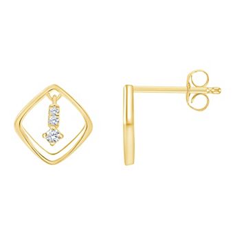 Brilliant Love 14k Gold Over Sterling Silver Lab Grown Diamond Accent Dangle Stud Earrings