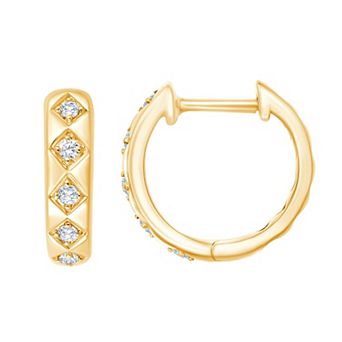 Brilliant Love 14k Gold Over Sterling Silver 1/10 Carat T.W. Lab Grown Diamond Huggie Earrings