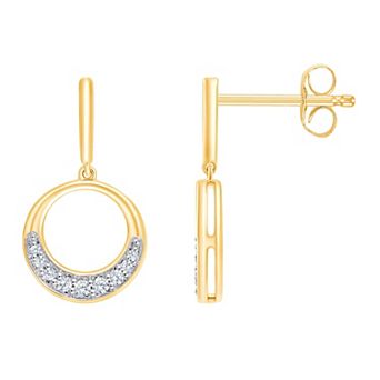 Brilliant Love 14k Gold Over Sterling Silver 1/6 Carat T.W. Diamond Circle Drop Earrings