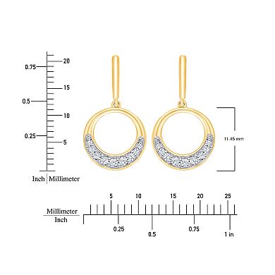 Brilliant Love 14k Gold Over Sterling Silver 1/6 Carat T.W. Diamond Circle Drop Earrings