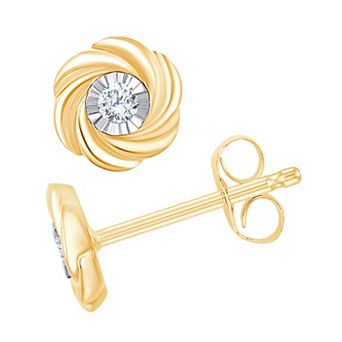 Brilliant Love 14k Gold over Sterling Silver Lab Grown Diamond Accent Twist Stud Earrings