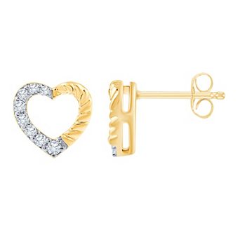 Brilliant Love 14k Gold Over Sterling Silver 1/8 Carat T.W. Lab Grown Diamond Heart Stud Earrings