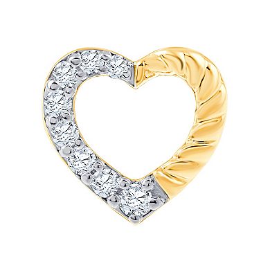 Brilliant Love 14k Gold Over Sterling Silver 1/8 Carat T.W. Lab Grown Diamond Heart Stud Earrings