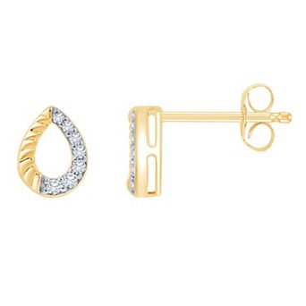 Brilliant Love 14k Gold Over Sterling Silver 1/10 Carat T.W. Lab Grown Diamond Open Pear Stud Earrings