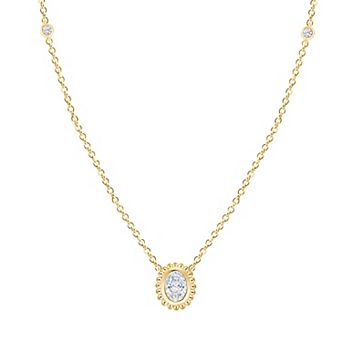 Brilliant Love 14k Gold Over Silver 1/3 Carat T.W. Lab Grown Diamond Beaded-Frame Pendant Necklace