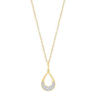 Brilliant Love 14k Gold Over Silver Lab Grown Diamond Open Teardrop Pendant Necklace