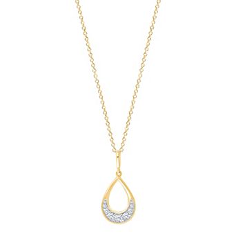 Brilliant Love 14k Gold Over Silver Lab Grown Diamond Open Teardrop Pendant Necklace