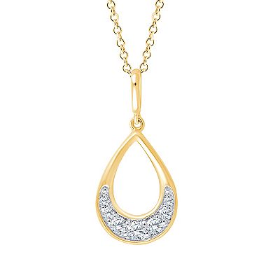 Brilliant Love 14k Gold Over Sterling Silver Lab Grown Diamond Open Pear Pendant Necklace