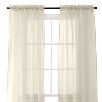 Elegant Comfort Set of 2 Sheer Curtain Panels - Rod Pocket