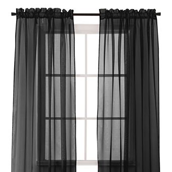 Elegant Comfort Set of 2 Sheer Curtain Panels - Rod Pocket
