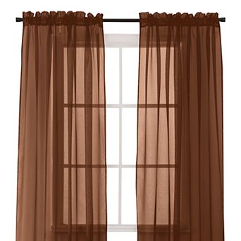Elegant Comfort Set of 2 Sheer Curtain Panels - Rod Pocket