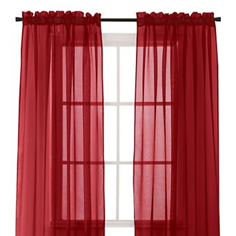 Elegant Comfort Set of 2 Sheer Curtain Panels - Rod Pocket