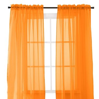 Elegant Comfort Set of 2 Sheer Curtain Panels - Rod Pocket