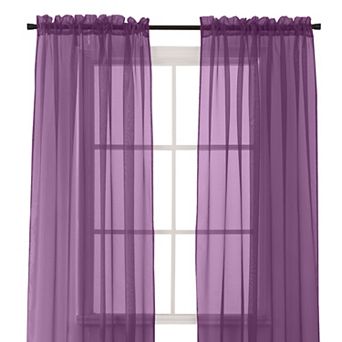Elegant Comfort Set of 2 Sheer Curtain Panels - Rod Pocket