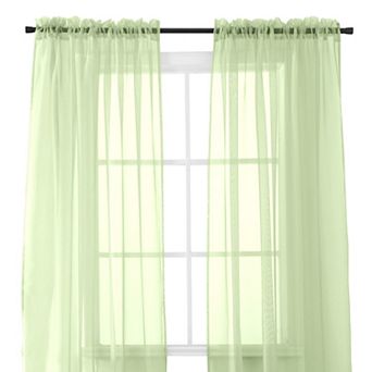 Elegant Comfort Set of 2 Sheer Curtain Panels - Rod Pocket