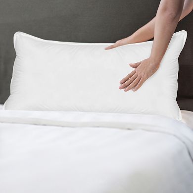 Elegant Comfort Retreat Solid Cotton Shell Hotel Pillows, Gel-Infused Filling - Set of 2