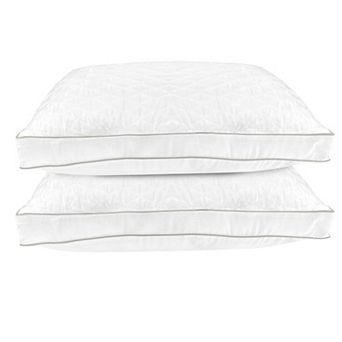 Elegant Comfort Diamond Stitched Quilted Hotel Pillows, Goose-Down Alternative - Set of 2