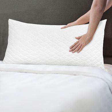 Elegant Comfort Diamond Stitched Quilted Hotel Pillows, Goose-Down Alternative - Set of 2