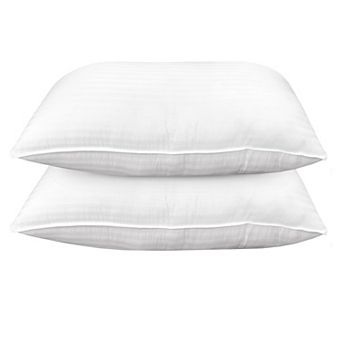 Elegant Comfort Retreat Stripe Cotton Shell Hotel Pillows, Gel-Infused Filling - Set of 2