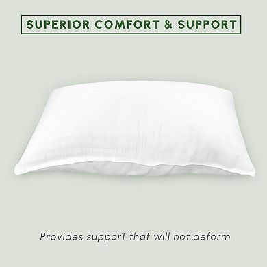 Elegant Comfort Retreat Stripe Cotton Shell Hotel Pillows, Gel-Infused Filling - Set of 2