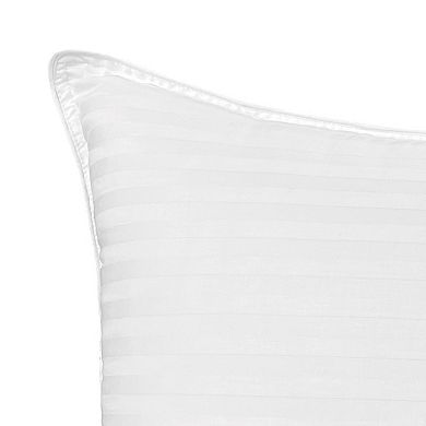 Elegant Comfort Retreat Stripe Cotton Shell Hotel Pillows, Gel-Infused Filling - Set of 2