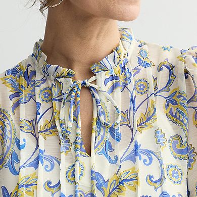 Women's Donna Ricco Long Sleeve Short Float Dress with Pleating Details