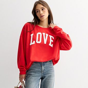 Juniors' LOVE Long Sleeve Love Graphic Pullover