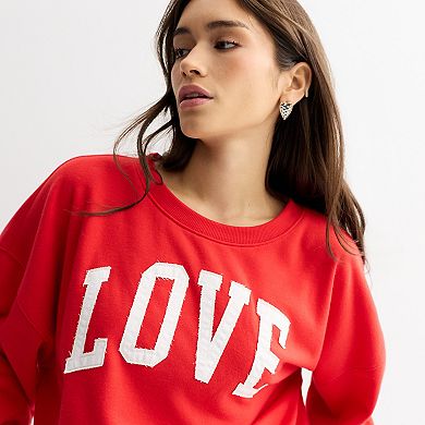 Juniors' LOVE Long Sleeve Love Graphic Pullover