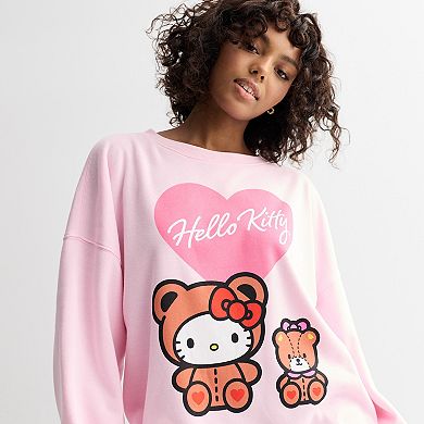 Juniors' Hello Kitty Graphic Long Sleeve Pullover