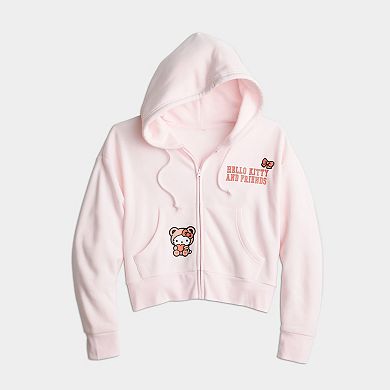 Juniors' Hello Kitty & Friends Long Sleeve Crop Zip Hoodie