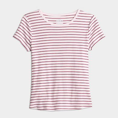 Juniors' Pink Republic Short Sleeve Longline Crew Tee