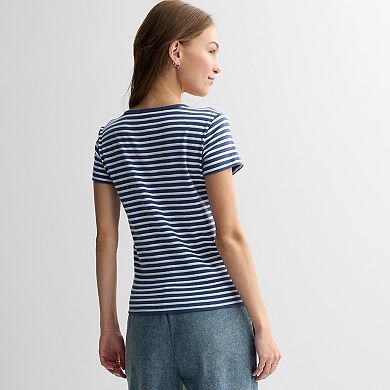 Juniors' Pink Republic Short Sleeve Longline Crew Tee