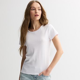 Juniors' Pink Republic Short Sleeve Longline Crew Tee