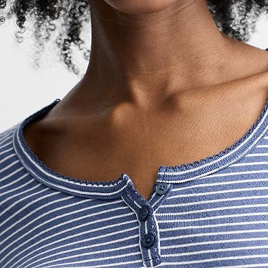 Juniors' Pink Republic Short Sleeve Henley Tee