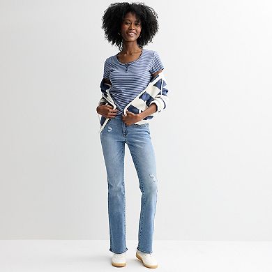 Juniors' Pink Republic Short Sleeve Henley Tee