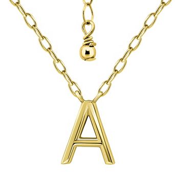 Aleure Precioso Polished Capital Letter Pendant Necklace on Small Paperclip Chain