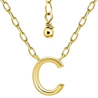 Aleure Precioso Polished Capital Letter Pendant Necklace on Small Paperclip Chain