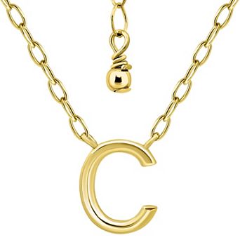 Aleure Precioso Polished Capital Letter Pendant Necklace on Small Paperclip Chain