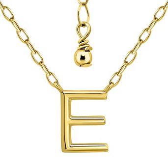 Aleure Precioso Polished Capital Letter Pendant Necklace on Small Paperclip Chain
