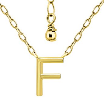 Aleure Precioso Polished Capital Letter Pendant Necklace on Small Paperclip Chain