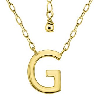 Aleure Precioso Polished Capital Letter Pendant Necklace on Small Paperclip Chain