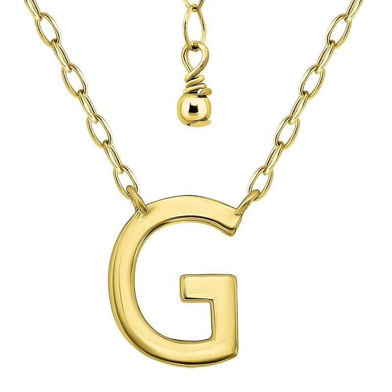 Aleure Precioso Polished Capital Letter Pendant Necklace on Small Paperclip Chain, Women's,